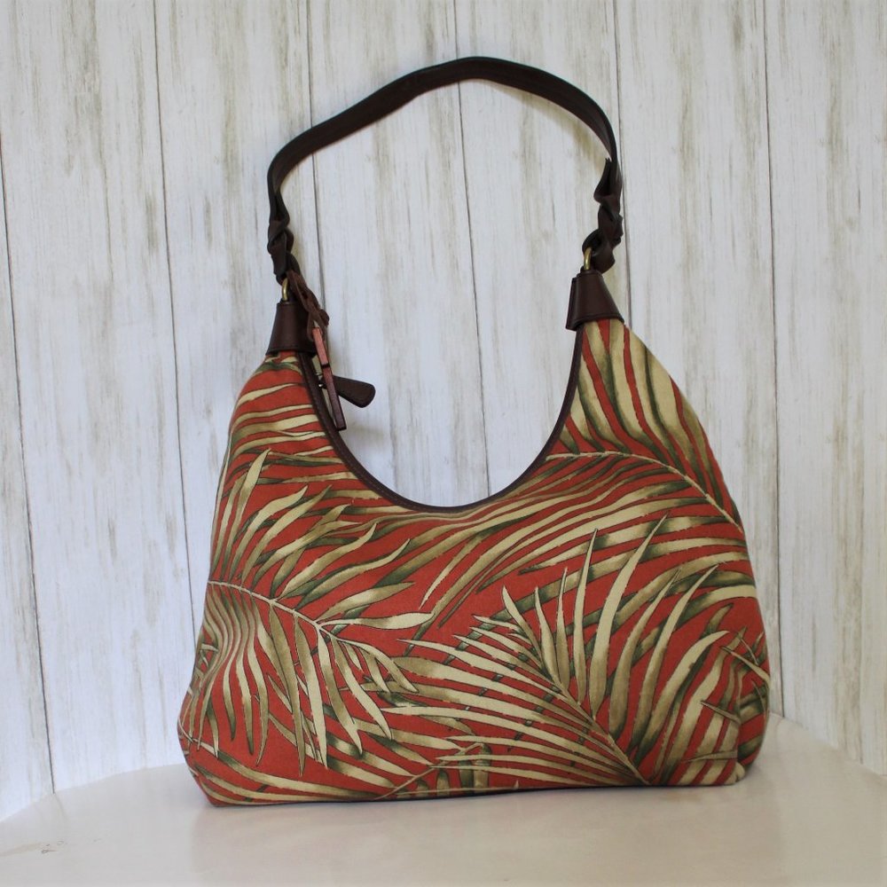 Fossil Rust Orange And Gold Print Fabric Shoulder… - image 2